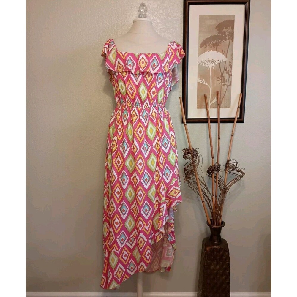 Savanna Jane Size S Puppy Love Sleeveless Dress Ruffles High Low Pink